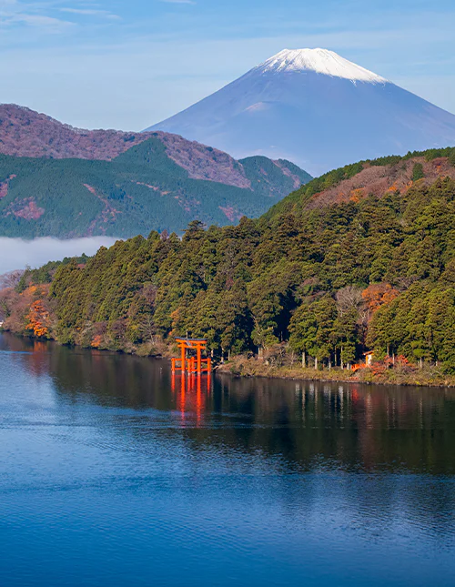 Ashisjøen med utsikt til Mt. Fuji
