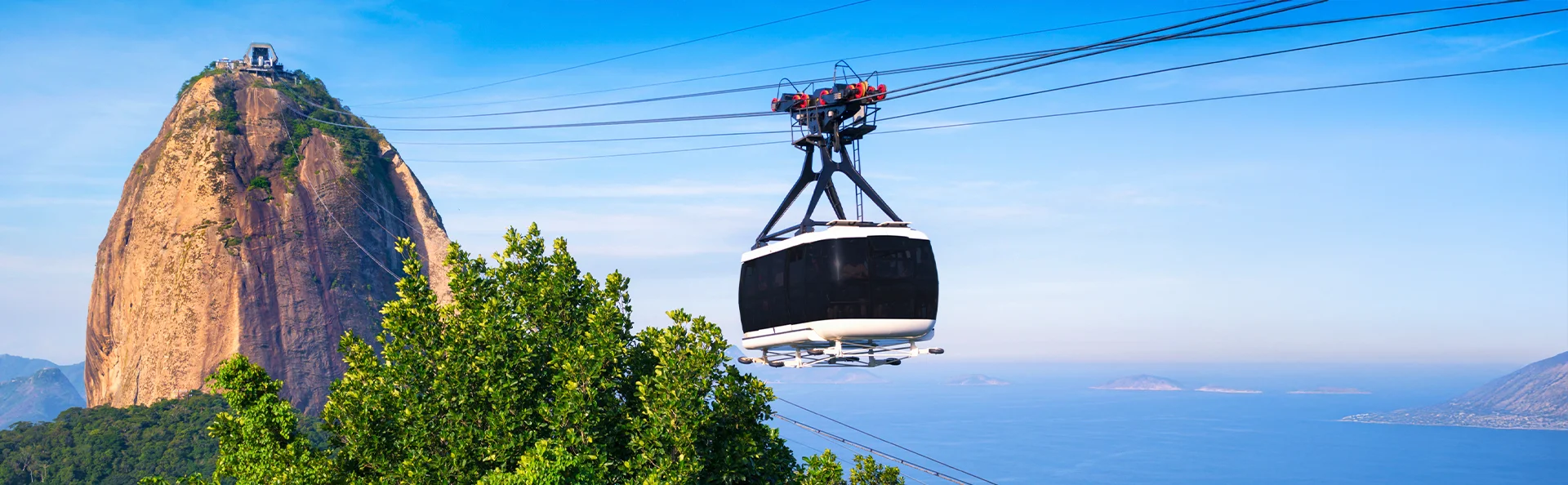 Taubane med utsikt mot Sugar Loaf-fjellet, Rio de Janeiro, Brasil