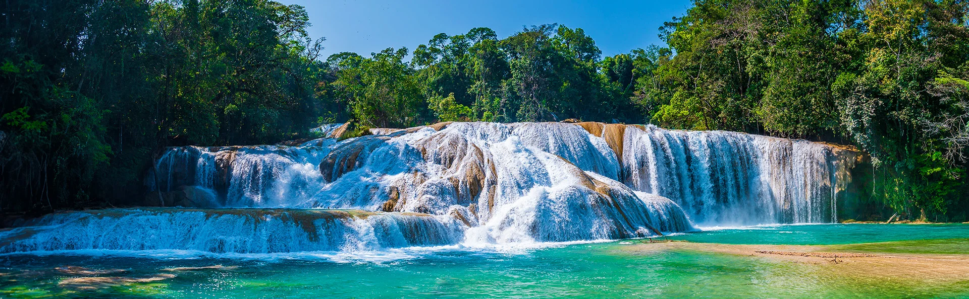 Agua Azul-fossene i Chiapas, Mexico
